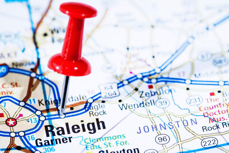 Raleigh NC on map