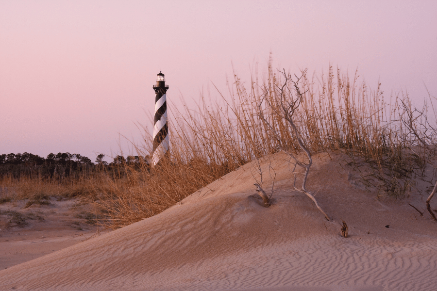 Cape Hatteras Light Station in the Outer Banks at Sunset