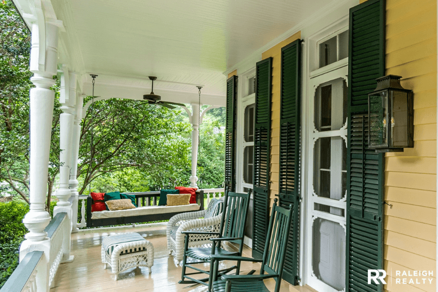 Front porch of home preparing to sell and buying another one at the same time