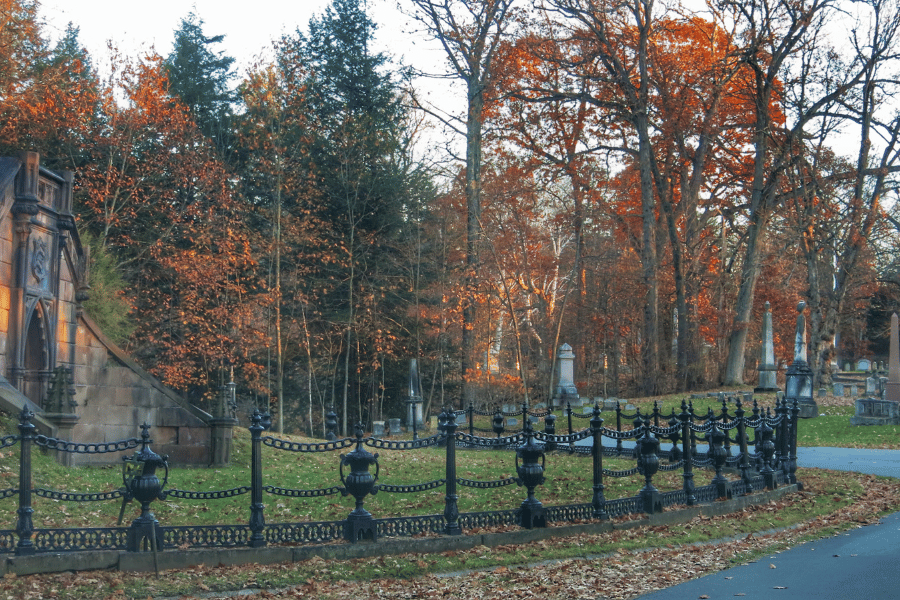 Historic Oakwood Cemetery in the fall 