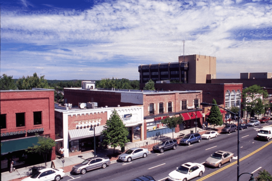 strip of shops in chapel hill