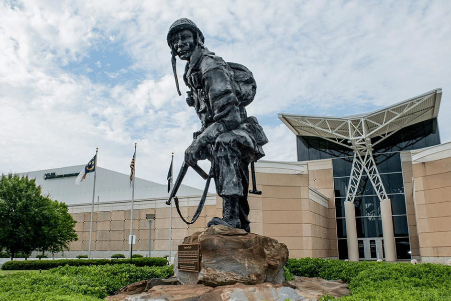 statue in front of the airborne museum