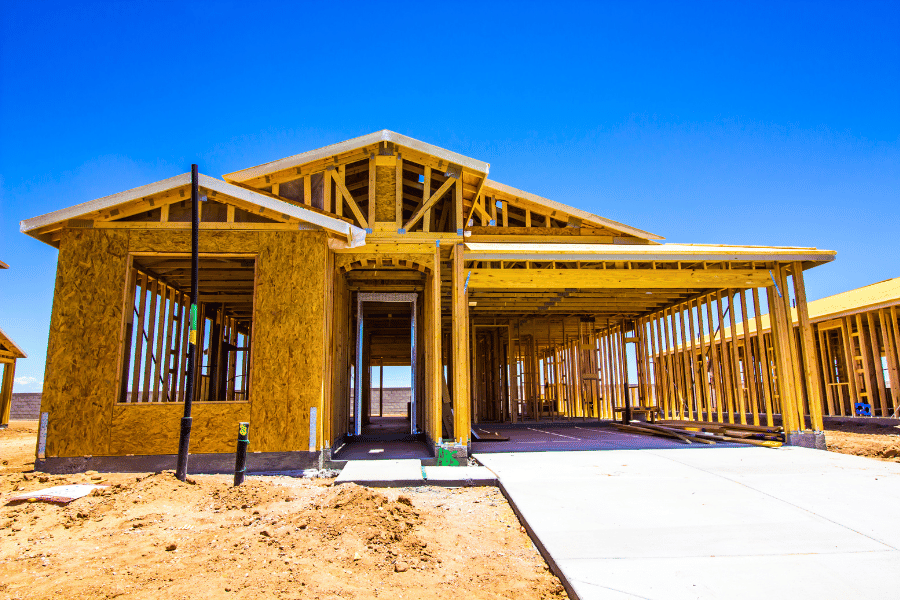 New Construction Single-Family Home in Framing Stage
