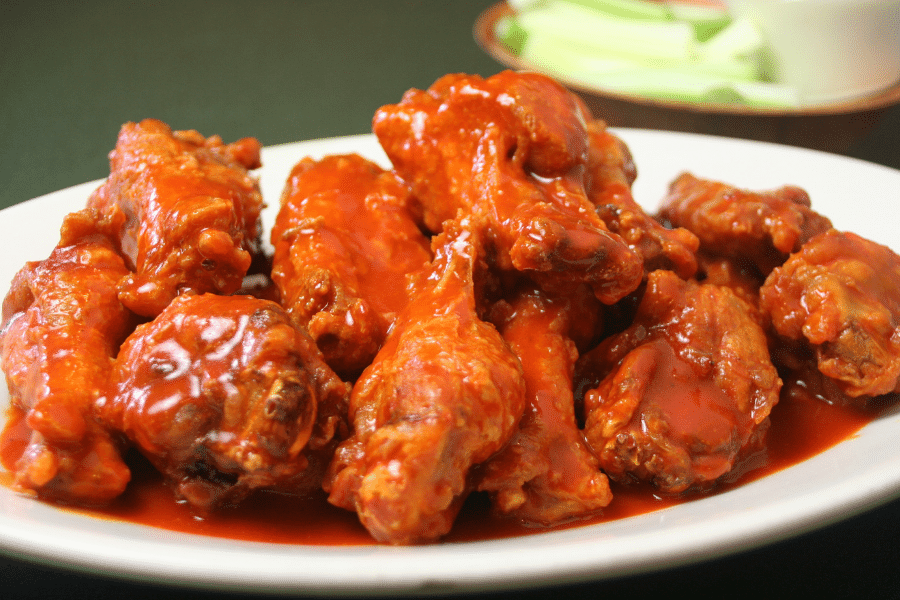 chicken wings on a white plate 