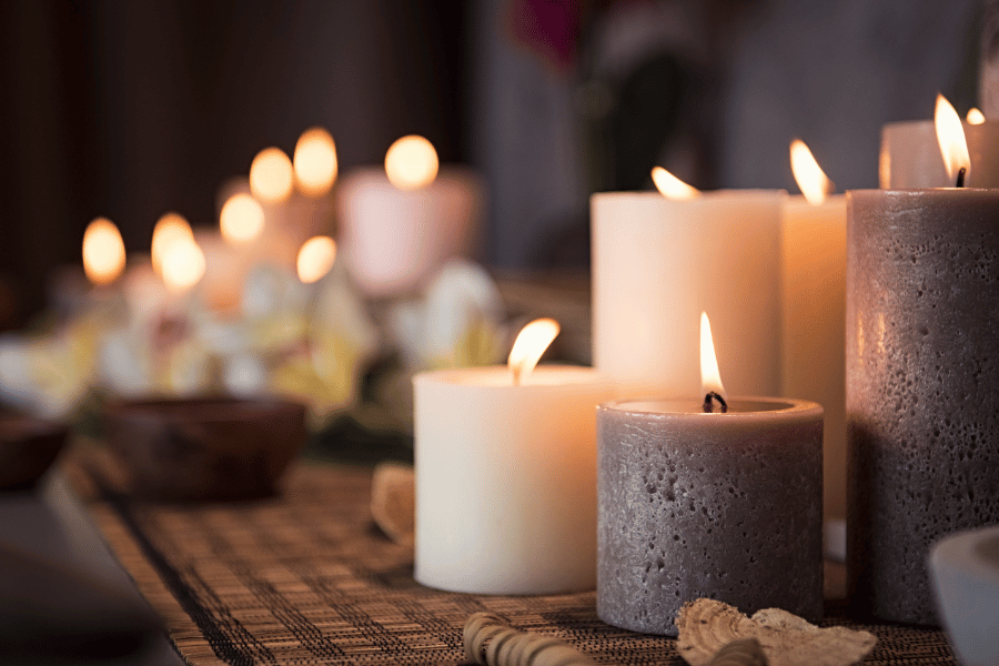 multiple lit candles in a day spa 