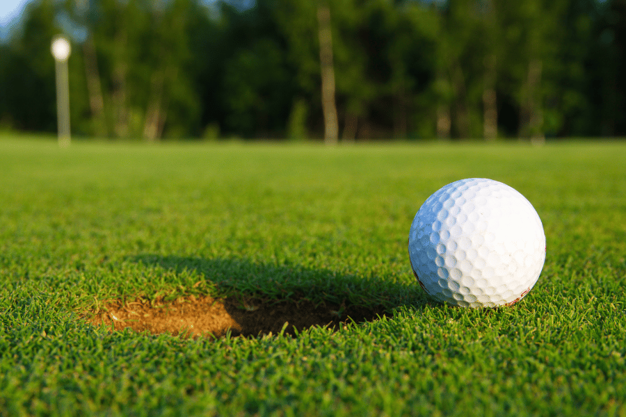 golf ball on a golf course at a golf course community