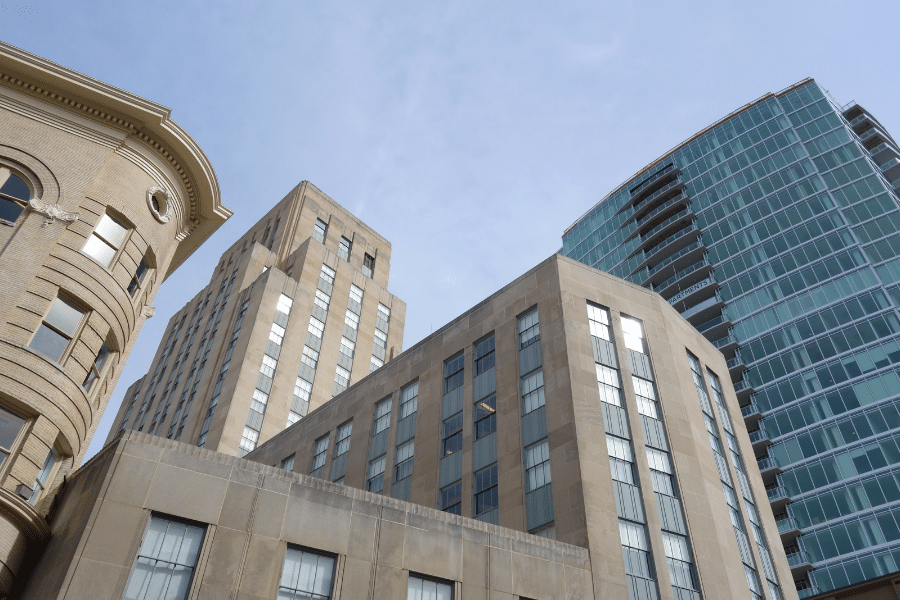 Downtown Durham buildings during the day