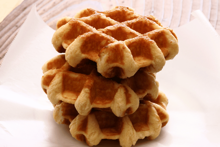 three belgian waffles stacked on top of each other