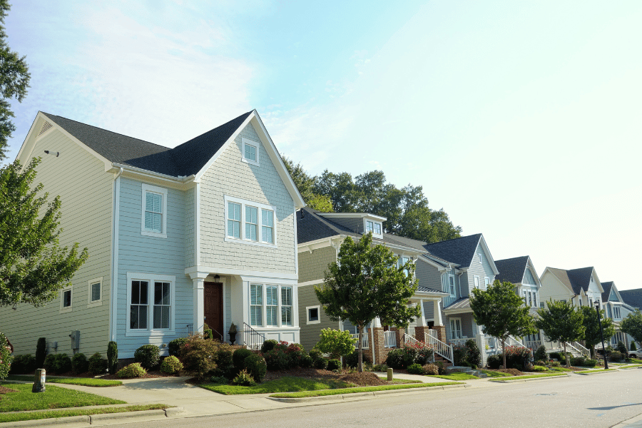 Beautiful new homes in a Raleigh suburb on a quiet street