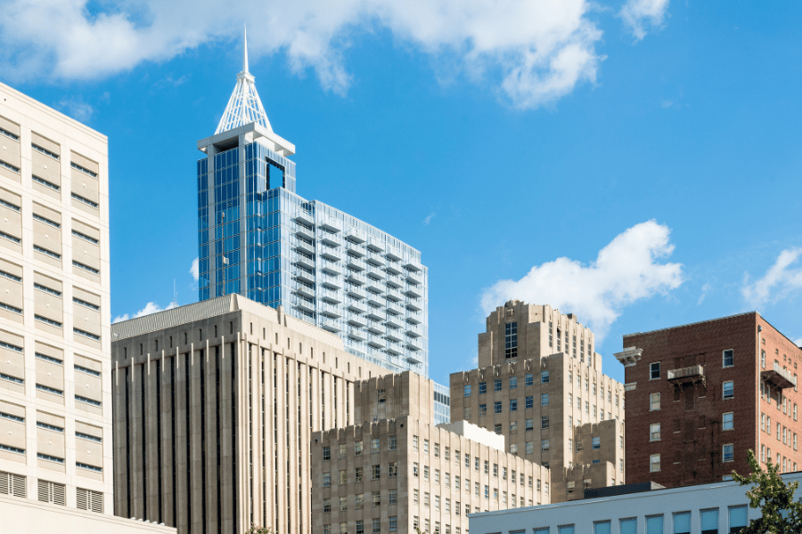 Downtown Raleigh Skyline during the day beautiful buildings