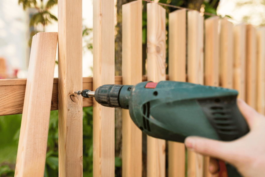 Materials used to a build a wooden fence