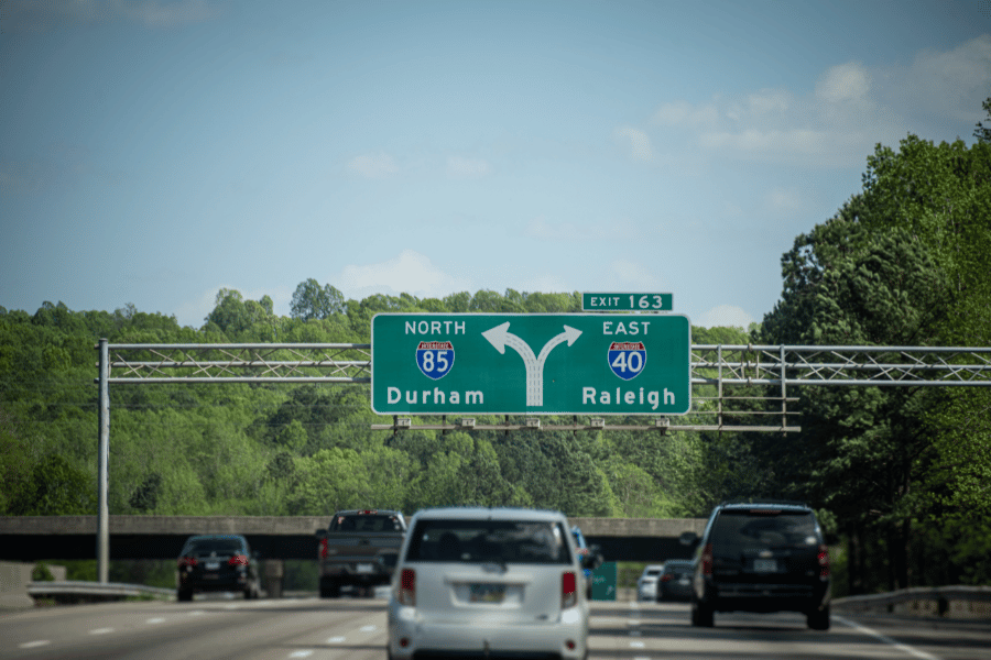 lots of traffic in Raleigh on the highway