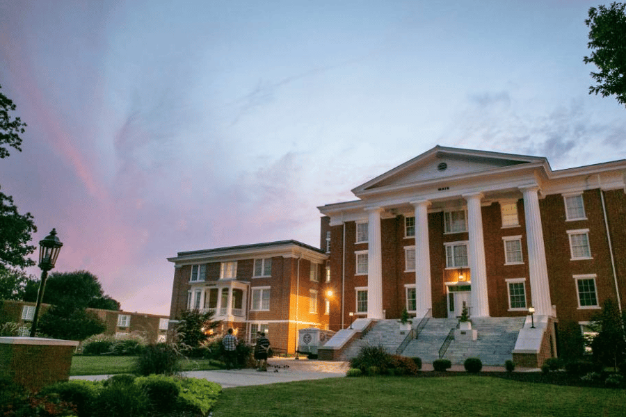 front of louisburg college at night