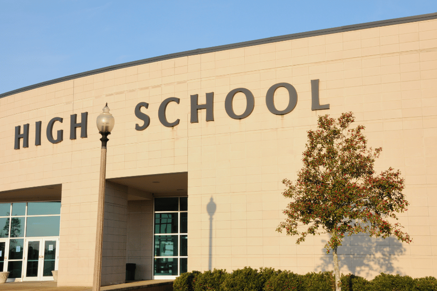 outside of high school building 