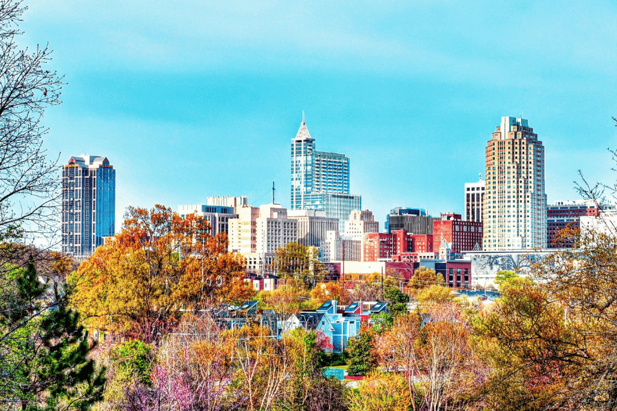 Vibrant fall colors in Downtown Raleigh, NC