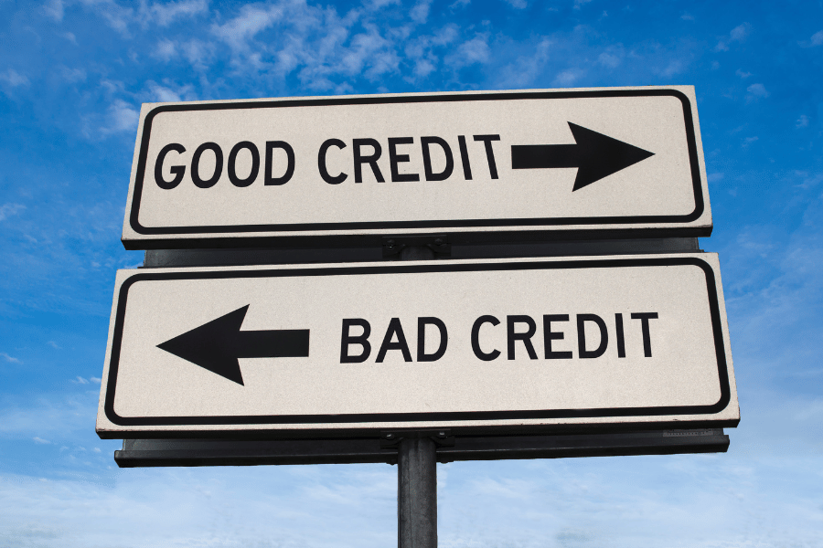 good credit and bad credit score sign 