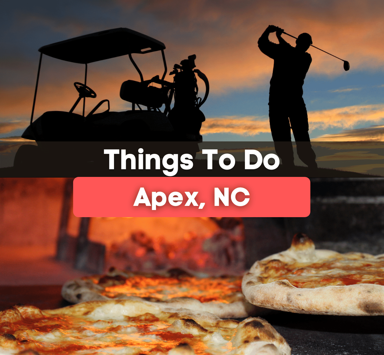 Golf at sunset and pizza in a pizza oven