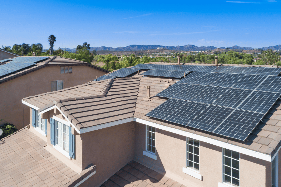 residential solar panels on top of roof 