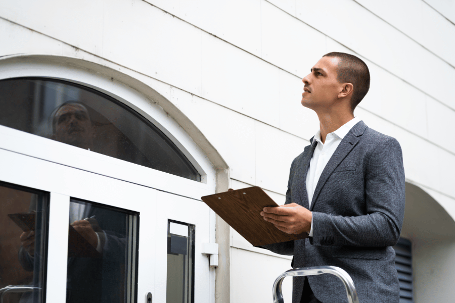 Appraiser conducting a property appraisal 