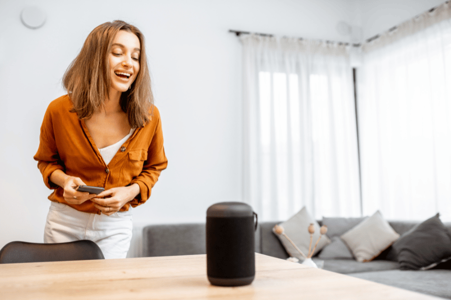 Voice control smart home device being spoke to
