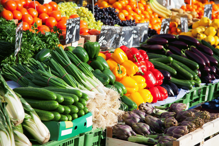 Fresh and colorful produce for sale at the farmer's market 
