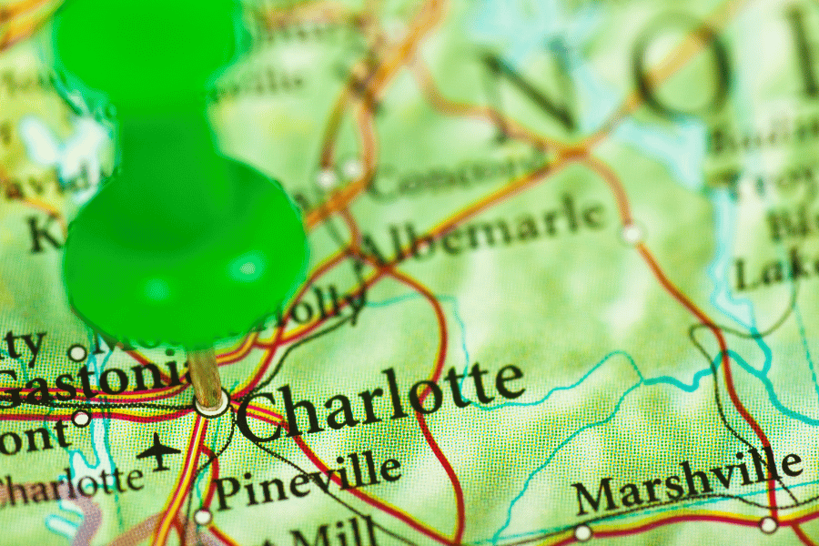 Charlotte NC on the NC Map