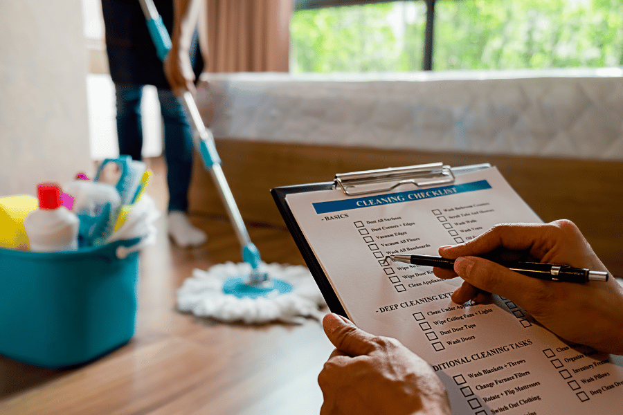 Make a cleaning checklist for spring cleaning so that you know what to prioritize 