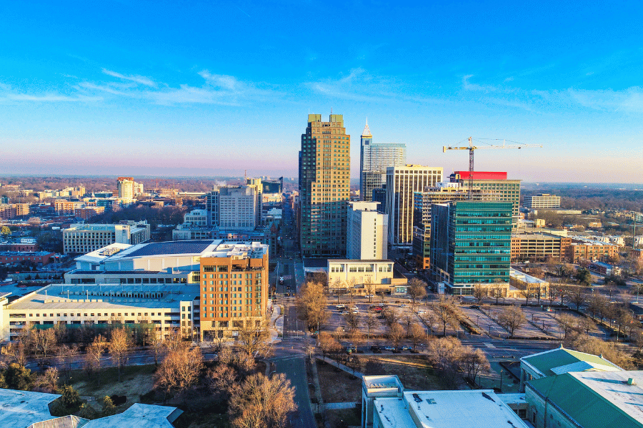 beautiful Raleigh, NC skyline on a perfect day 