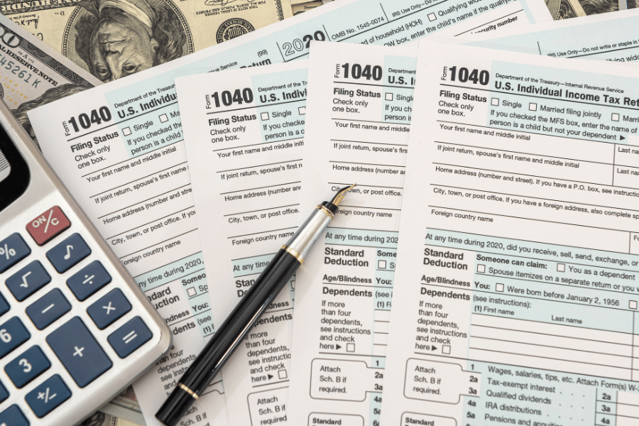 Income tax return paperwork