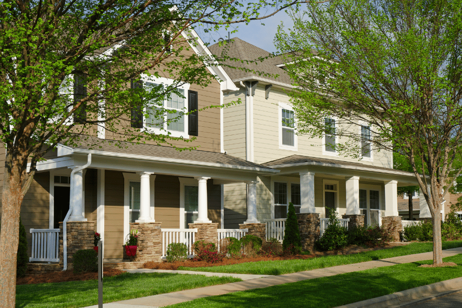 suburban neighborhood full of nice homes with well-maintained lawns