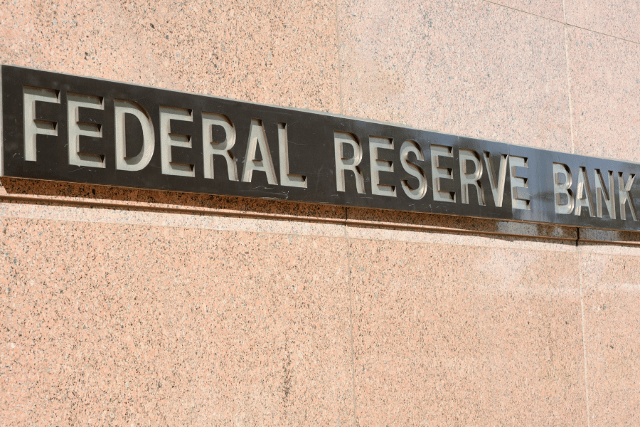 The Federal Reserve Bank sign