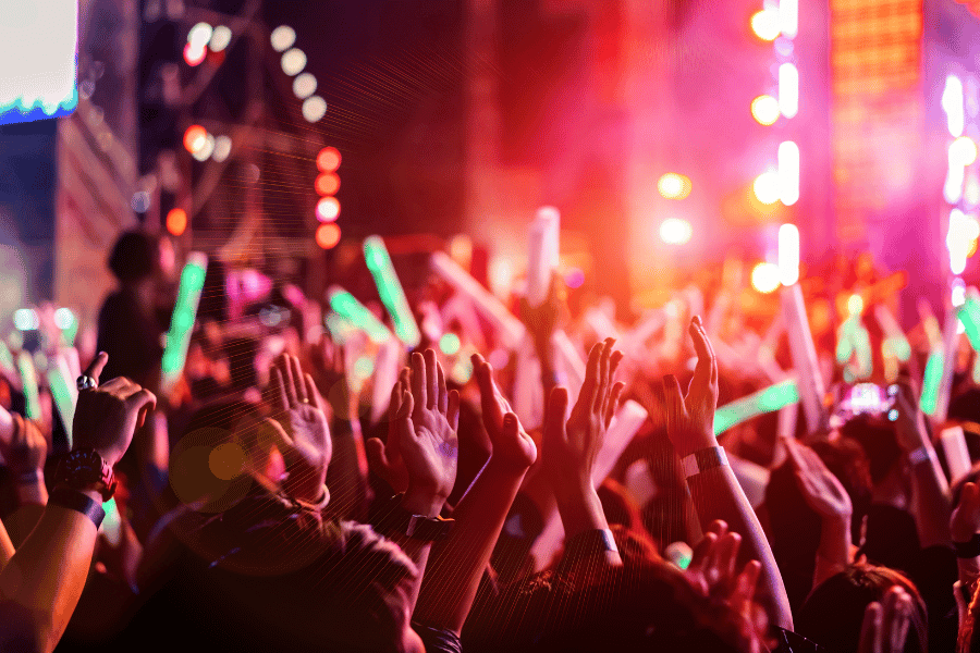 Music Event with large crowd and glow sticks