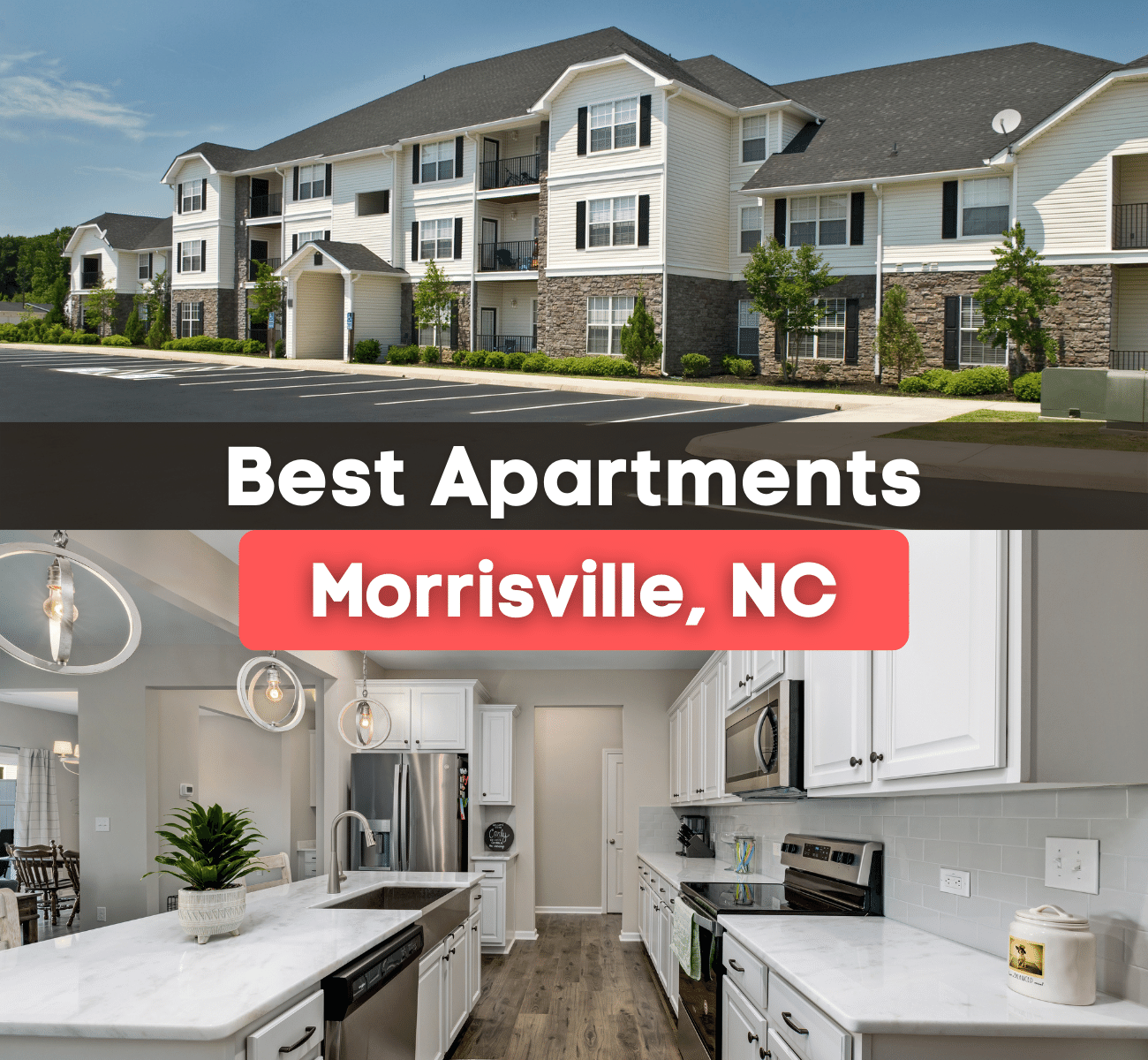 Morrisville, NC apartment complex and apartment kitchen
