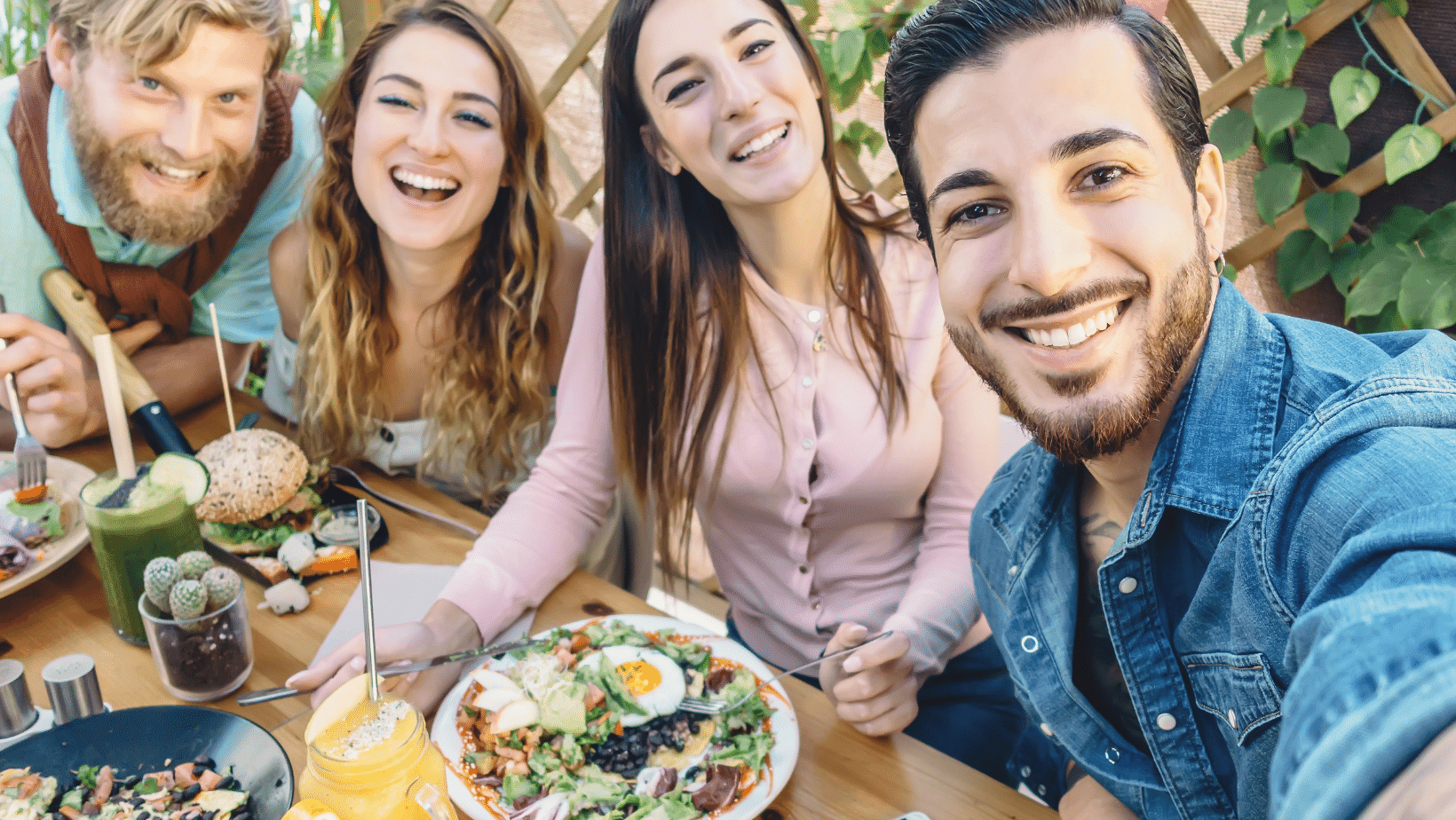 Millennial friends having a nice meal at the restaurant