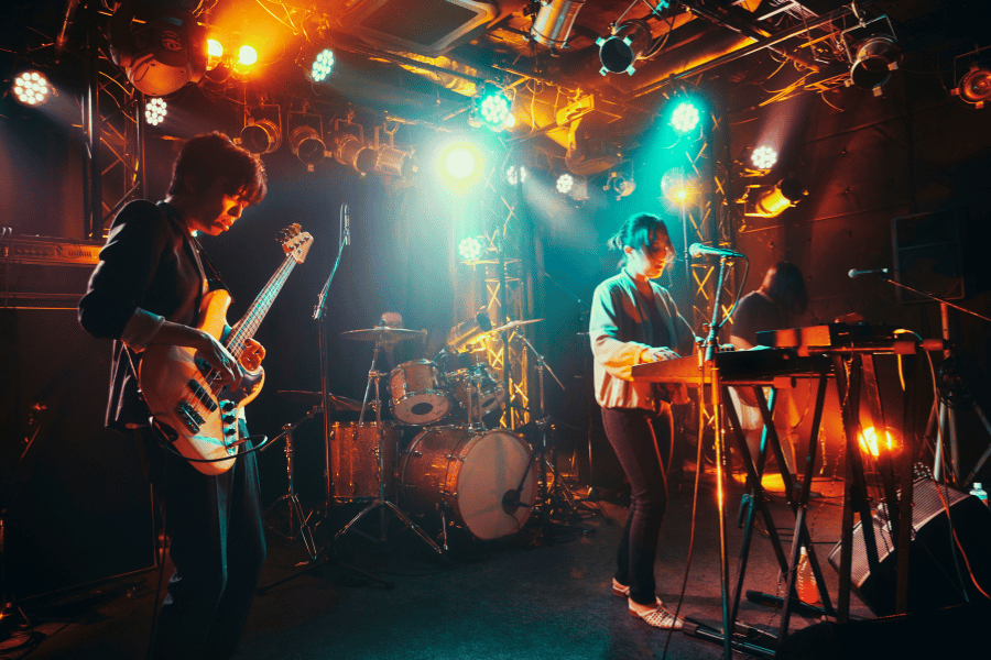 band playing live music at a local venue on stage 