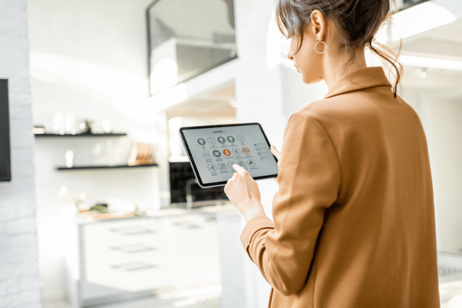 Millennial using smart home feature