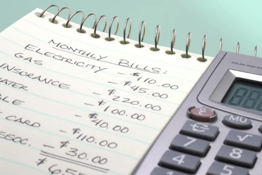 Monthly bills and calculator 
