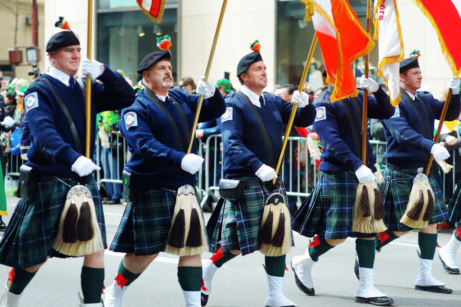 Irish walking in St Patricks Day Parade