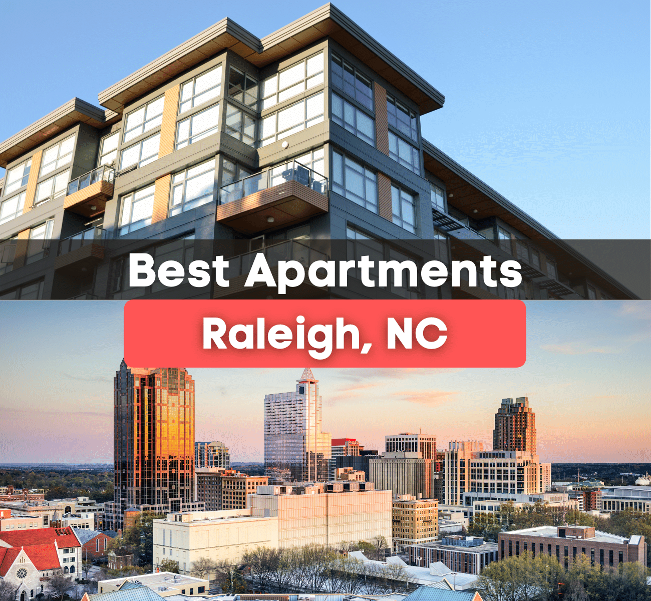 Apartment building and Raleigh, NC skyline 