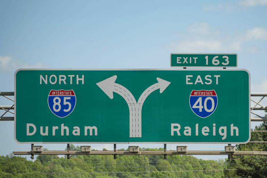 Durham Raleigh Interstate Sign