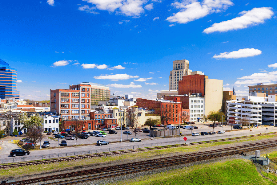 Durham City View with buildings and tracks 
